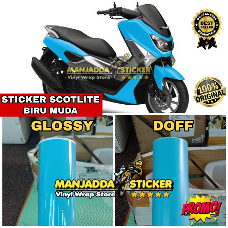 Stiker Skotlet Motor Biru Muda