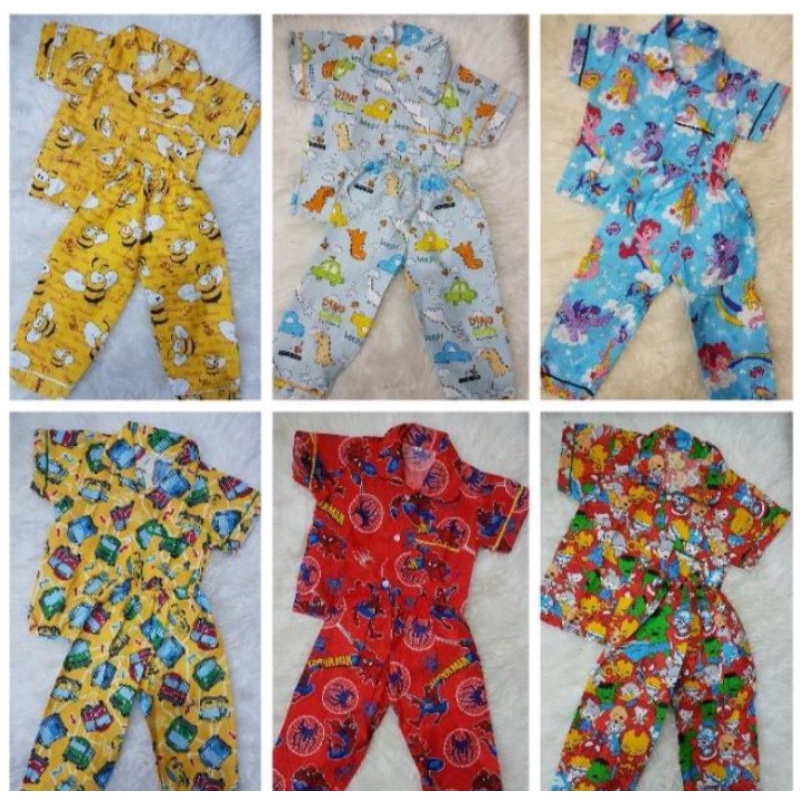 Piyama Anak Motif Karakter/Baju Tidur Anak 1-16 Tahun Anak Laki laki Dan Perempuan