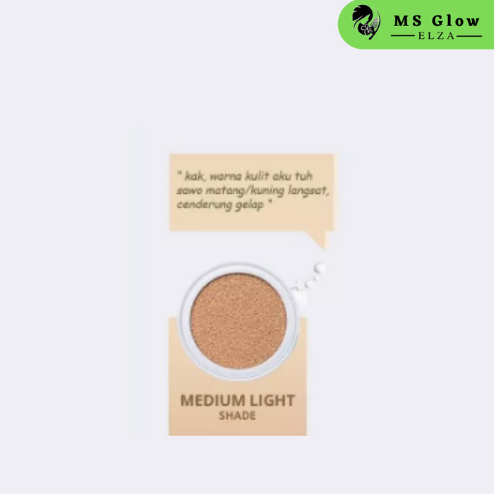 [ORIGINAL] - Ms Glow Ultra Moist Cushion Bedak Liquid Cair Foundation - Medium Light