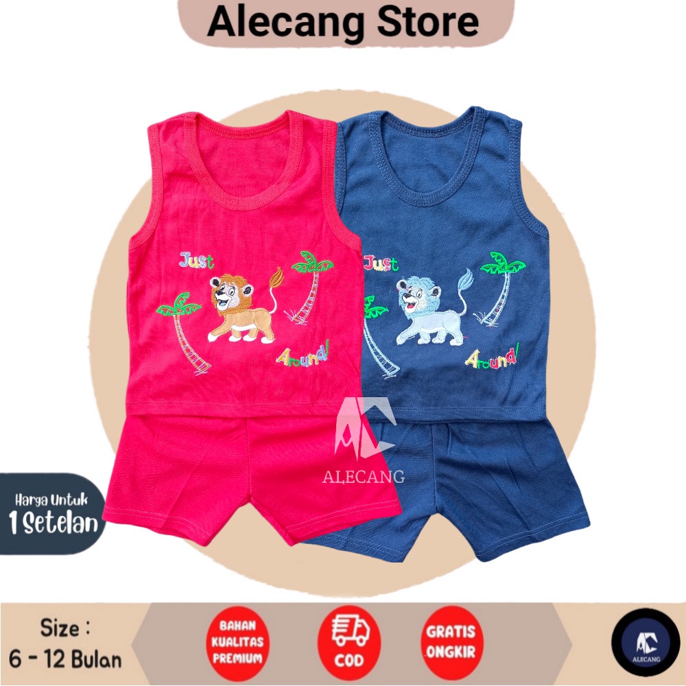 Setelan Baju Putung Bayi Laki-laki size 0-6 Bulan MOTIF LION