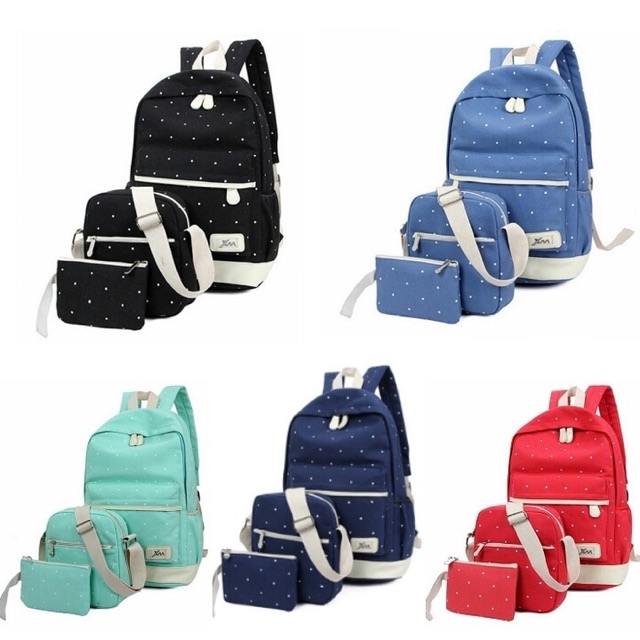 Travel backpack fashion set 3in1 ( ransel, selempang , pouch)