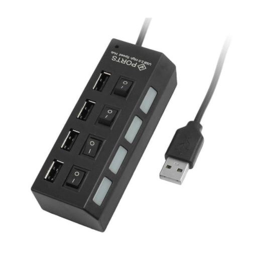 Usb 2.0 hub 4 port switch on-off led 480Mbps - Terminal usb2.0 4 slot saklar