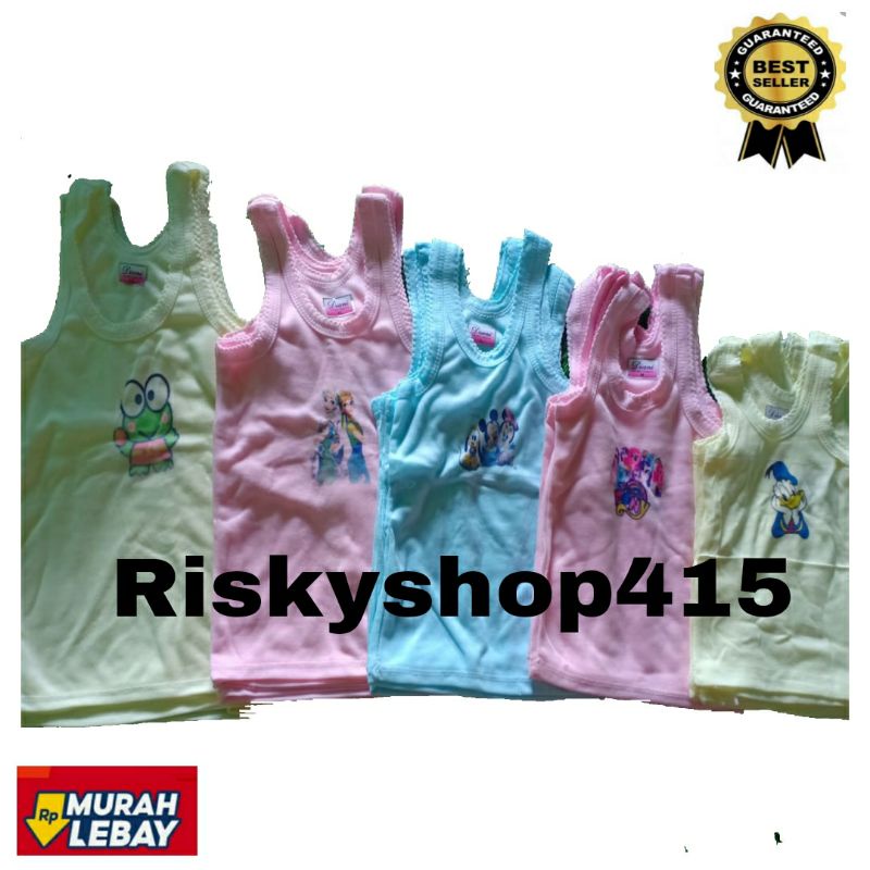 Kaos Dalam Anak Sablon Warna | Kaos Singlet Anak Perempuan Laki SMLXLTersedia warna Pink,Biru dan Ku