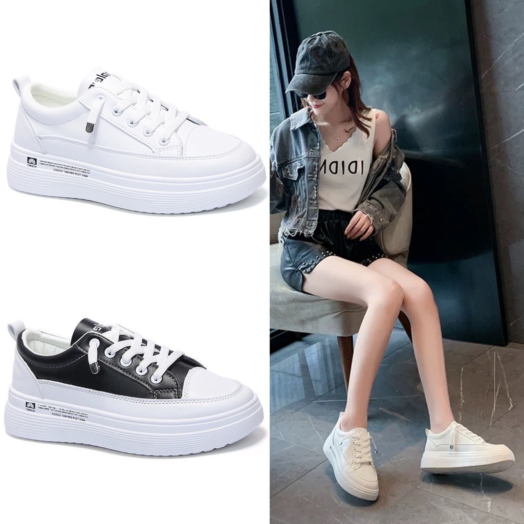 AVANCEID 1823 Sepatu Sneakers Wanita Sekolah Olahraga Sport Hitam Putih Import