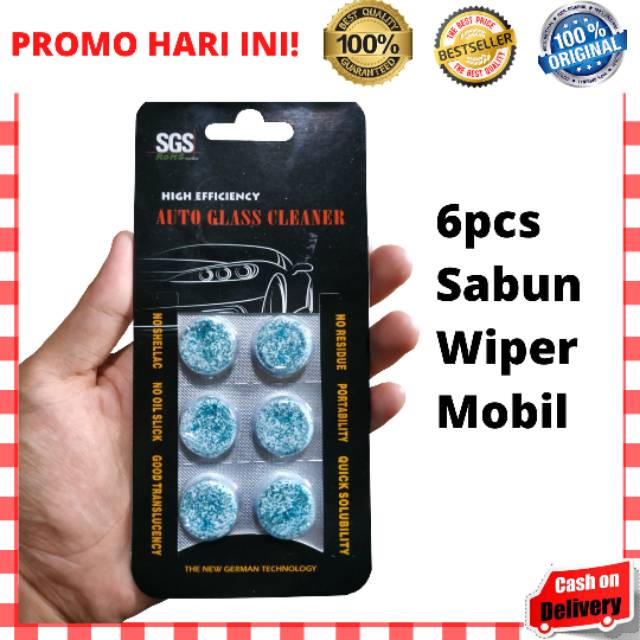 6PCS SABUN WIPER Sabun Pembersih Kaca Wiper Mobil Toilet Rumah Glass Cleaner Tablet Sabun Wiper