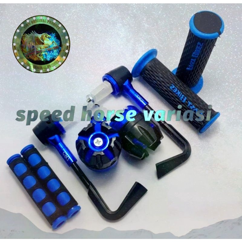 Paket 4 item Proguard L rizoma+Handgrip Gelombang+jalu As roda+karet Handle untuk semua motor Universal motor Variasi