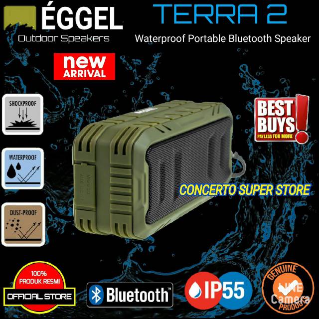 EGGEL TERRA 2 GREEN - TERRA2 GREEN WATERPROOF PORTABLE BLUETOOTH SPEKERS ORIGINAL