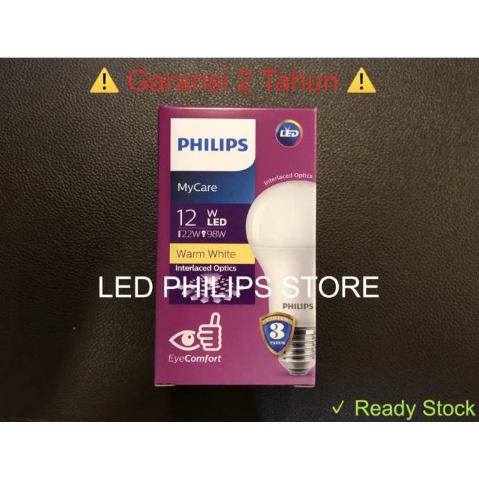 Lampu Bohlam Led Philips 12 Watt Kuning/Warm White 12W 12 W 12Watt