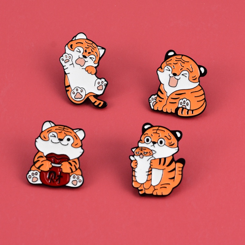 Bros Pin Enamel Bentuk Hewan Harimau Fortune Untuk Aksesoris Pakaian