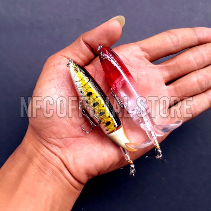 Umpan casting Whopper Plopper Popper 10cm 13gram dengan baling-baling berputar