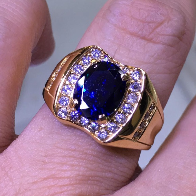 Cincin Emas Laki King Safir Kadar 700 Men Ring
