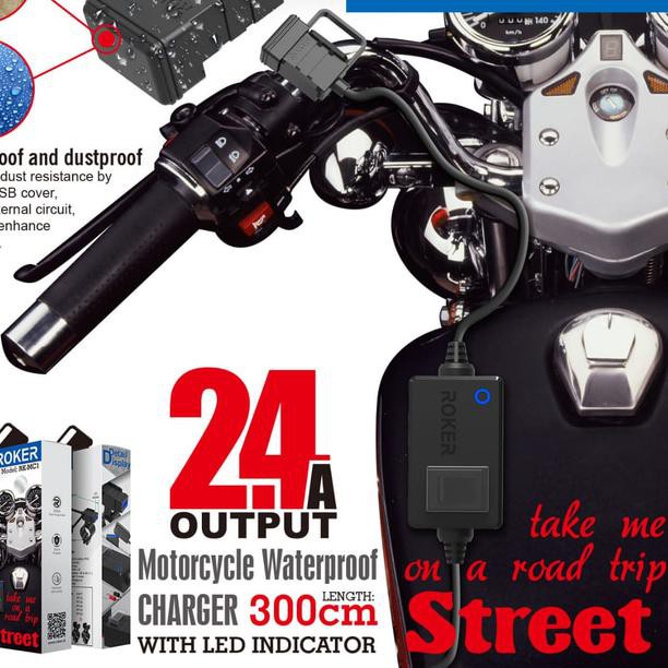 ★TRENDY Charger Motor ROKER STREET 2.4A Waterproof Casan HP Aki Motor LED Ligh