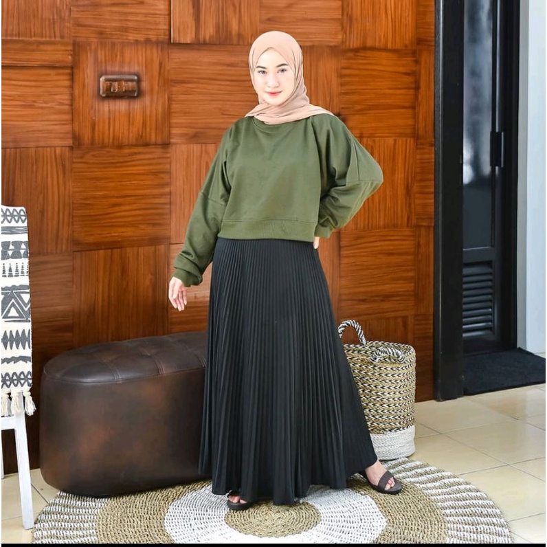 PF - Oversize Crop Sweater - Sweater Wanita Kekinian