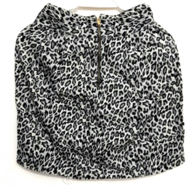 NEW Leopard Mini Skirt Rok Motif Loreng Macan Monochrome Fashion Span Pensil Black White Hitam