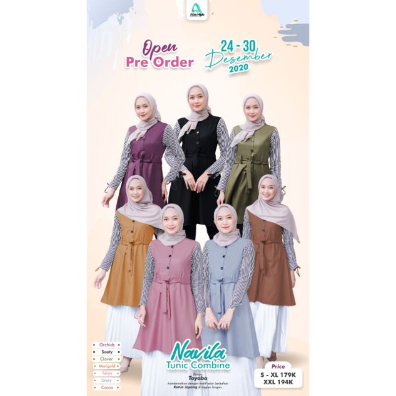 Moslem Ori Atasan Fashion Muslim Wanita Navila Tunic By Afas Hijab (Ready Please Cekstok)