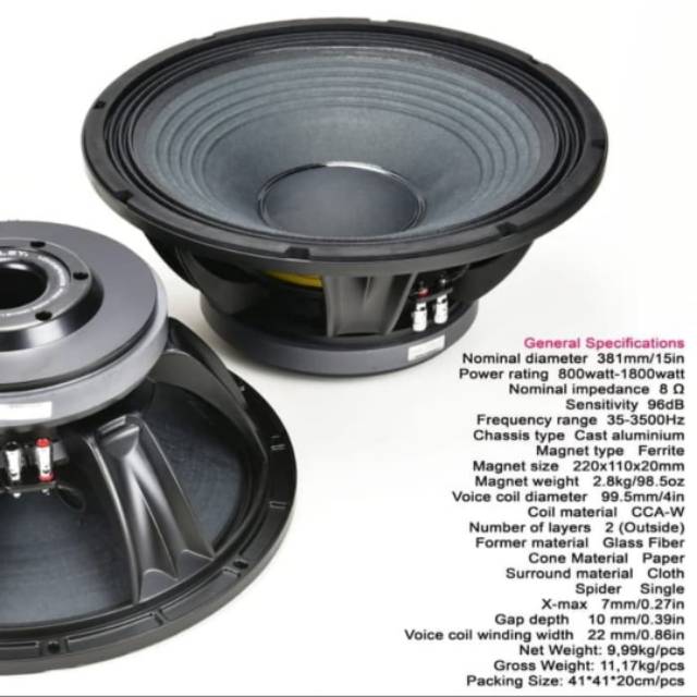 SPEAKER 15 INCH ASHLEY LF15V400 ORIGINAL