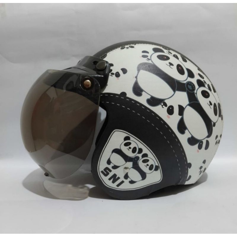 HELM BOGO MOTIF PANDA / HELM BOGO DEWASA / HELM BOGO KARAKTER / HELM BOGO FULL LEHER