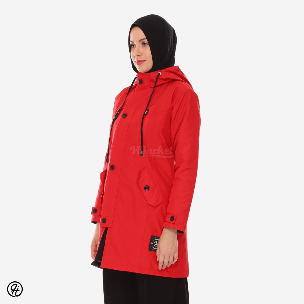 NEW FOR HIJABER JAKET PARKA WANITA HIJACKET IXORA UKURAN L - XL WARNA MERAH-2