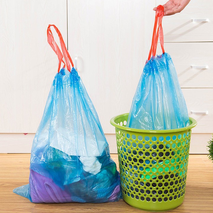 COD Plastik sampah kantong sampah LJD-2 dengan tali warna-warni + tali kantong sampah plastik gulung