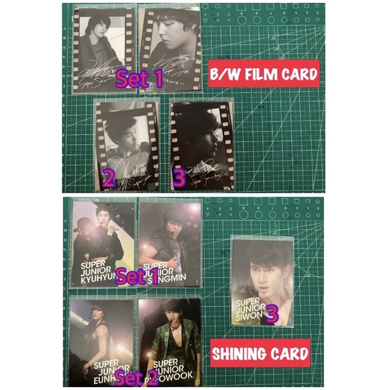 OFFICIAL Super Junior Star Collection Card - Shining card Kyuhyun Eunhyuk Yesung B/W Card Siwon