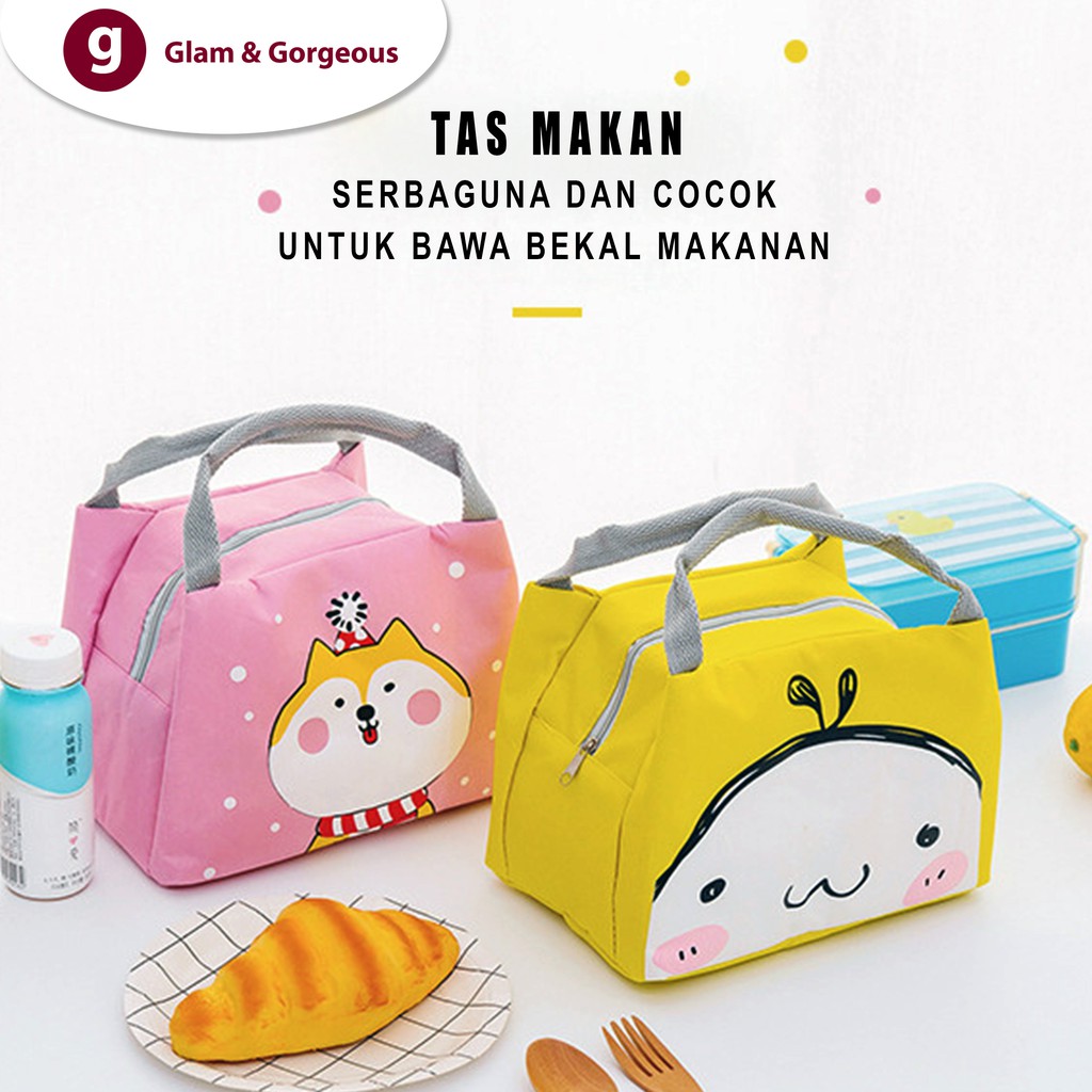 Tas Tempat Kotak Makan Bekal Lunch Box Anak Tahan Panas Motif Binatang TM015