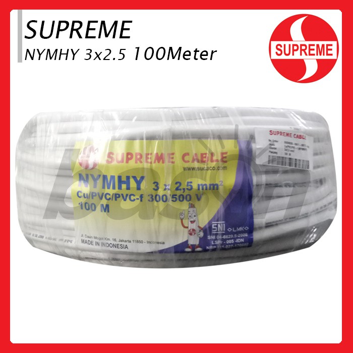Supreme NYMHY 3x2.5mm @100 Meter - Kabel Listrik Serabut