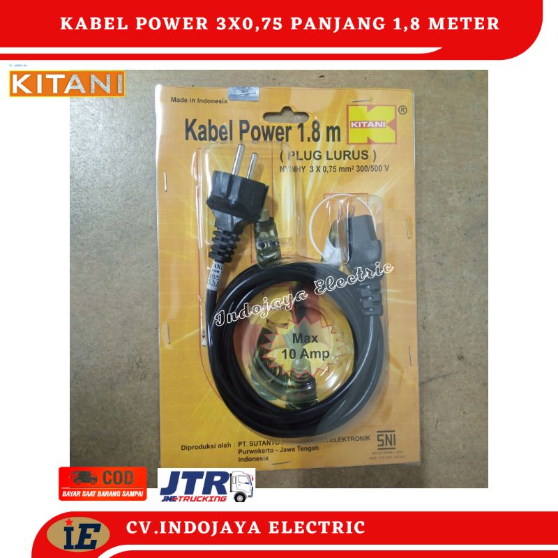 Kabel Power 3x0,75 Kitani1,5 Meter dan 1,8 Meter Kabel Power Laptop Cpu Komputer Kabel Kulkas Dll