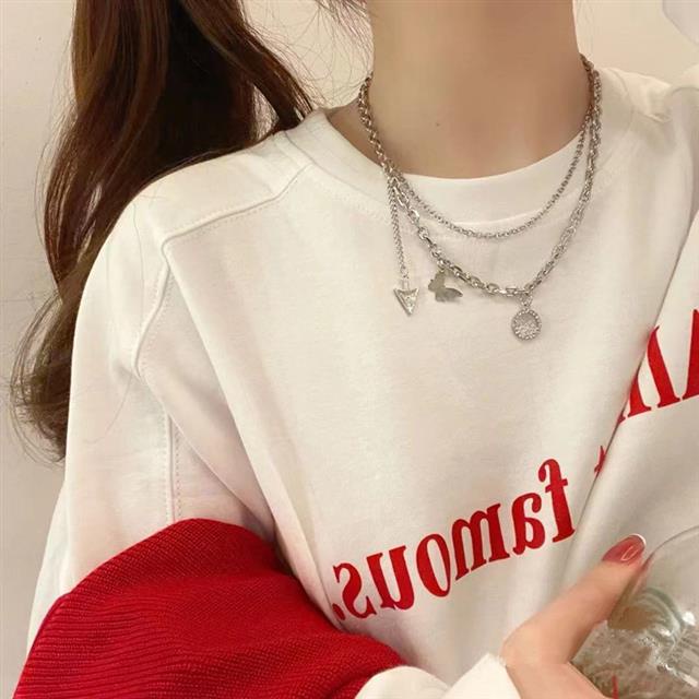 Hip hop lipat butterfly kalung untuk Wanita cahaya mewah minoritas desain air drop sweater rantai Ba