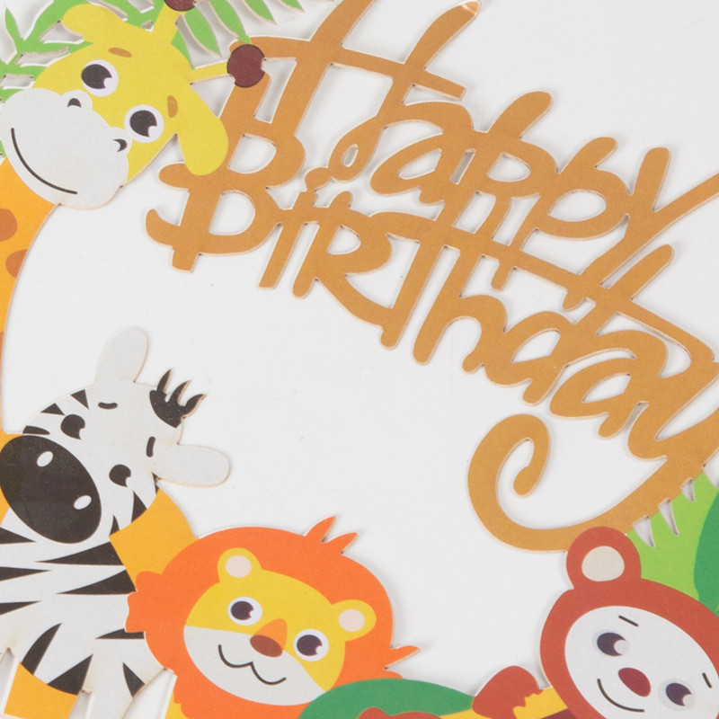 Topper Kue Desain Kartun Hewan Safari Untuk Dekorasi Pesta Ulang Tahun Anak