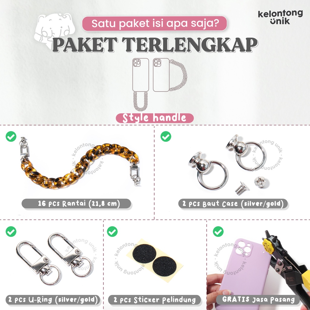 (PAKET RANTAI BAUT LENGKAP + GRATIS JASA PASANG KE CASE) MARBLE - Chain Case/ Case Rantai