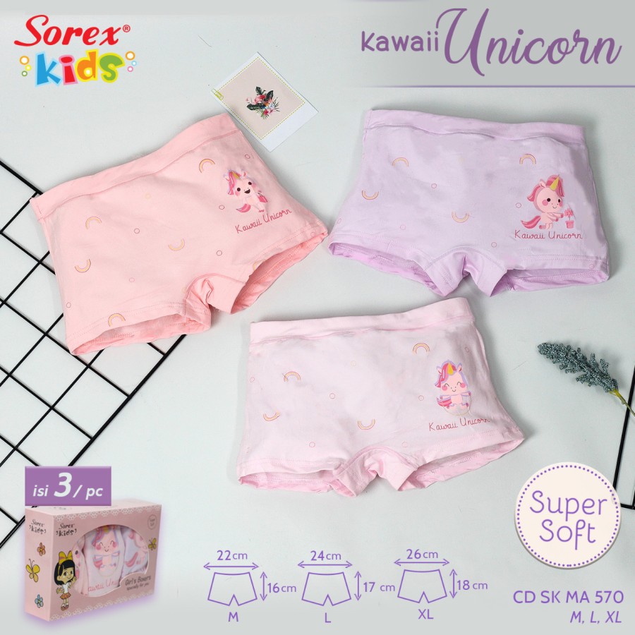 [12pcs] cd celana dalam boxer anak perempuan sorex kids girl seri ma 501 502 503 504 571 552 supersoft grosir