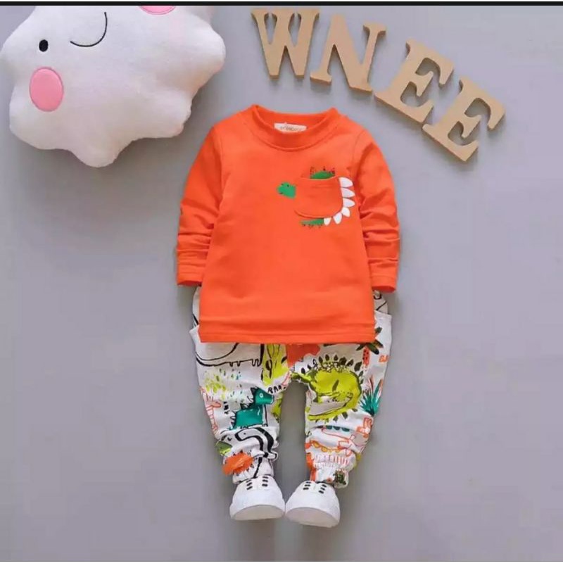 SETELAN SWEATER 3 IN 1 MOTIF DINO ANAK LAKI-LAKI DAN PEREMPUAN / BAJU OLAHRAGA ANAK