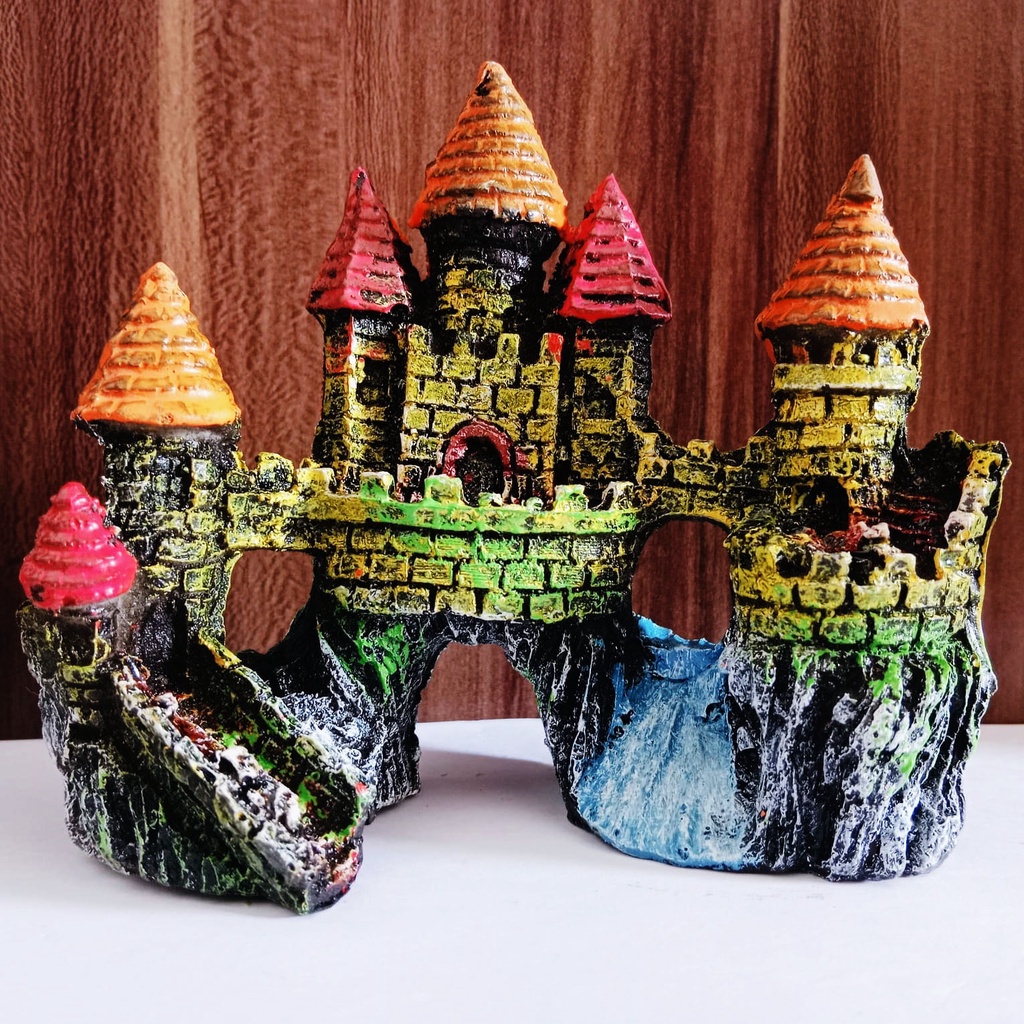 hiasan aquarium kastil harry potter, hiasan aquarium kastil kerajaan, dekorasi aquarium kastil harry