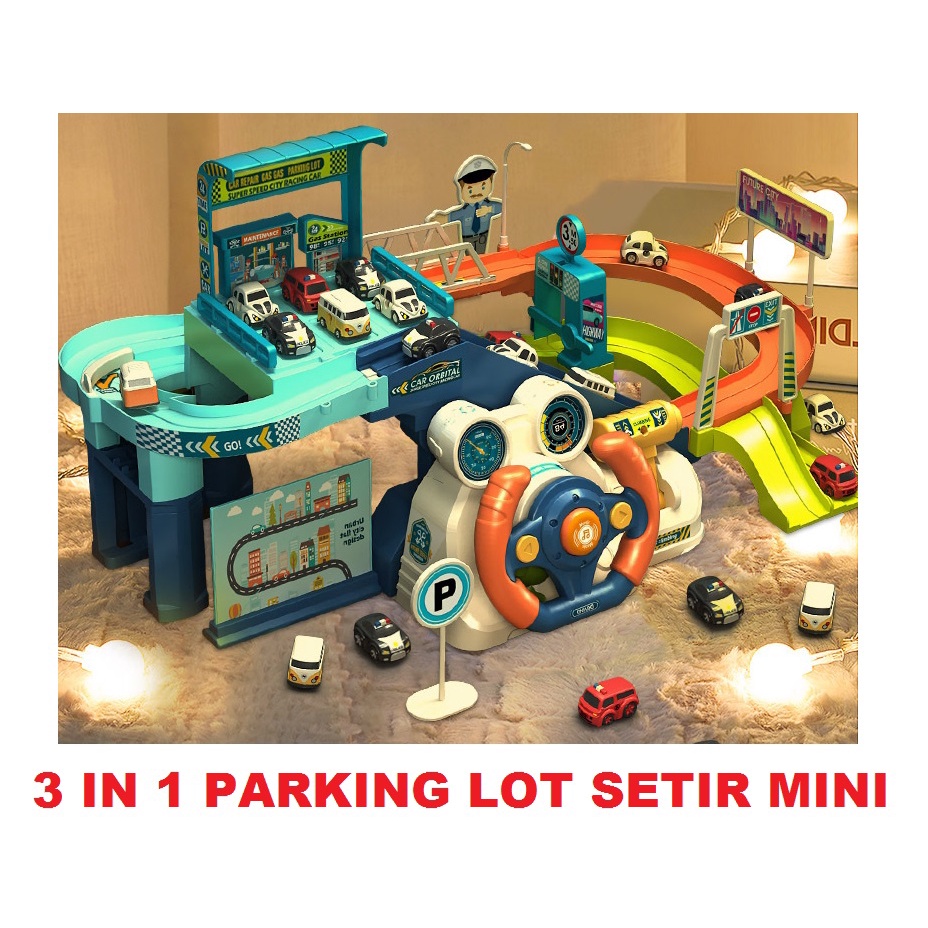 MAINAN ANAK  TOY KID STATION GAME BOY GIRL PRETEND PLAY EDUKASI BELAJAR PARKING LOT 3iN1 SIMULATOR C