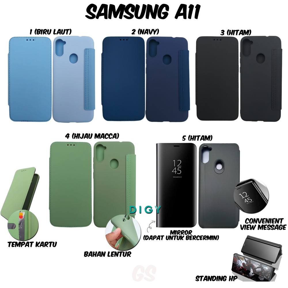 Murah import Casing Case SAMSUNG A11 =  M11 Flip Cover Candy Flip Cover Mirror SAMSUNG A11 Standing