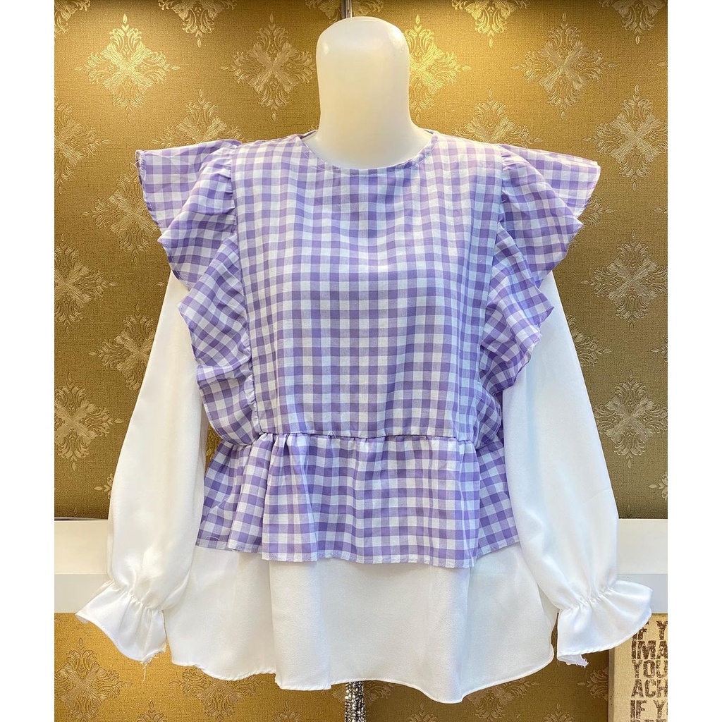 GINGHAM YABIE TOP - KATUN KOTAK PREMIUM - TERLARIS - ATASAN WANITA - FASHIONABLE -COD - ALLSIZE