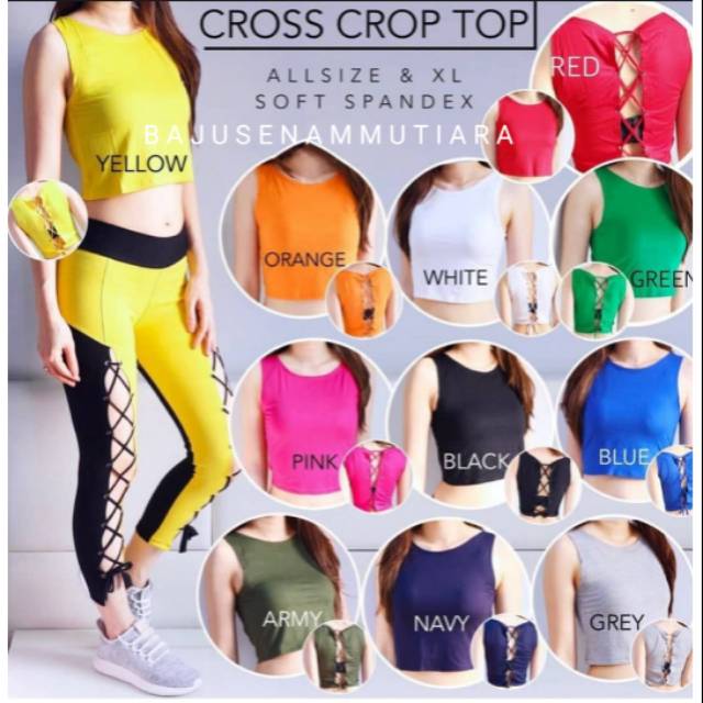 Atasan senam/baju senam/baju olahraga/cross crop top