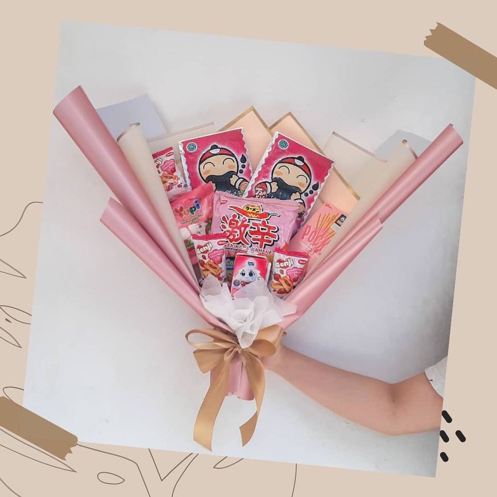 

PINK SNACK BOUQUET//hadiah wisuda//hadiah ulang tahun,dll//