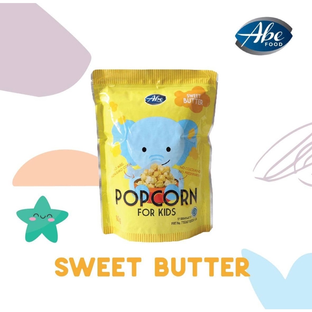 ABE FOOD Popcorn For Kids 80g - Snack Sehat Popcorn Anak - Cemilan Jagung Caramel - Non GMO Corn