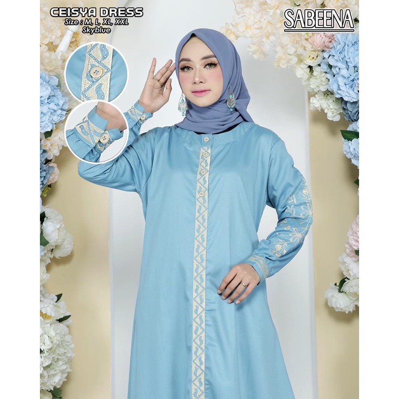 SABEENA - Gamis Toyobo Bordir Mutiara Dress Toyobo Prmium Ukuran M L XL XXL