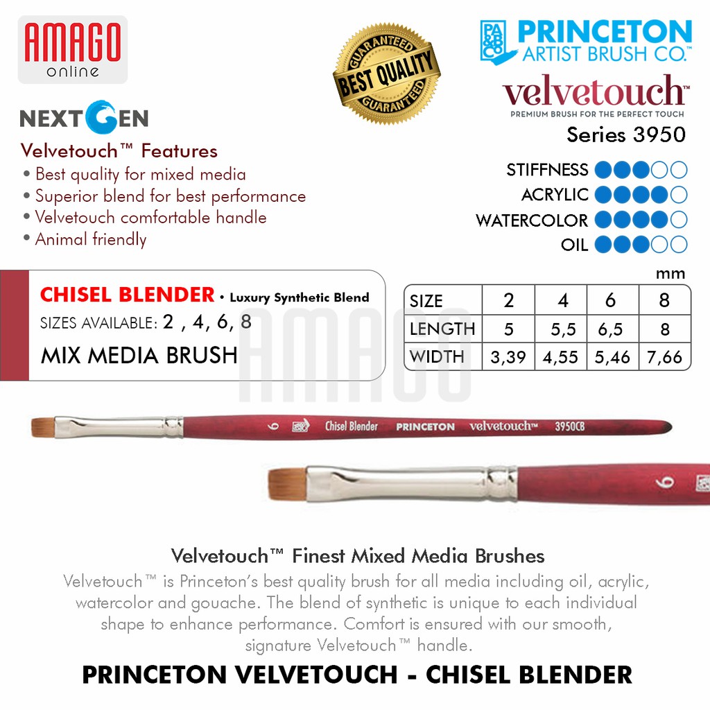

Brush PRINCETON - Velvetouch - Chisel Blender - Synthetic - 3950 Series - 3950CB