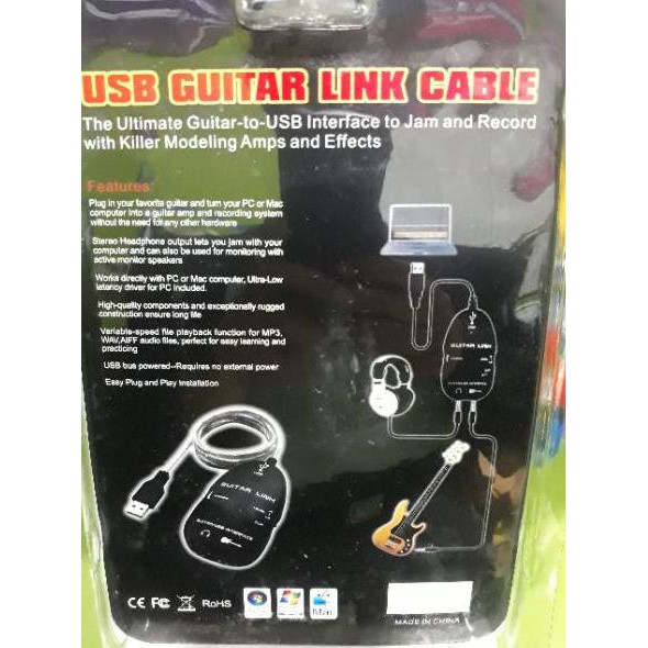 Pasti Laris ➸ EFEK GUITAR LISTRIK | ACOUSTIC USB GUITAR LINK CABLE LENGKAP OTG + KONVENTER JACK  3.5