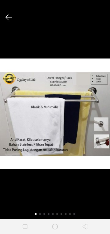 Rak Handuk 1-3 Baris 60cm/100 Cm  Stainless Steel