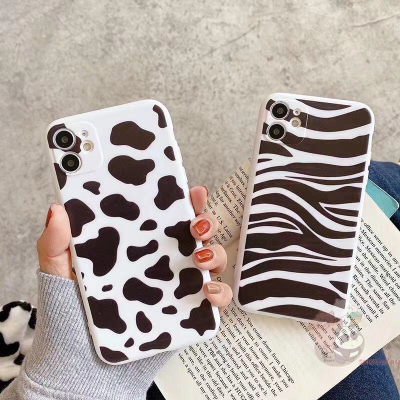 Soft Case Tpu Motif Sapi  Leopard Untuk Oppo A5S A54 A7 A12 