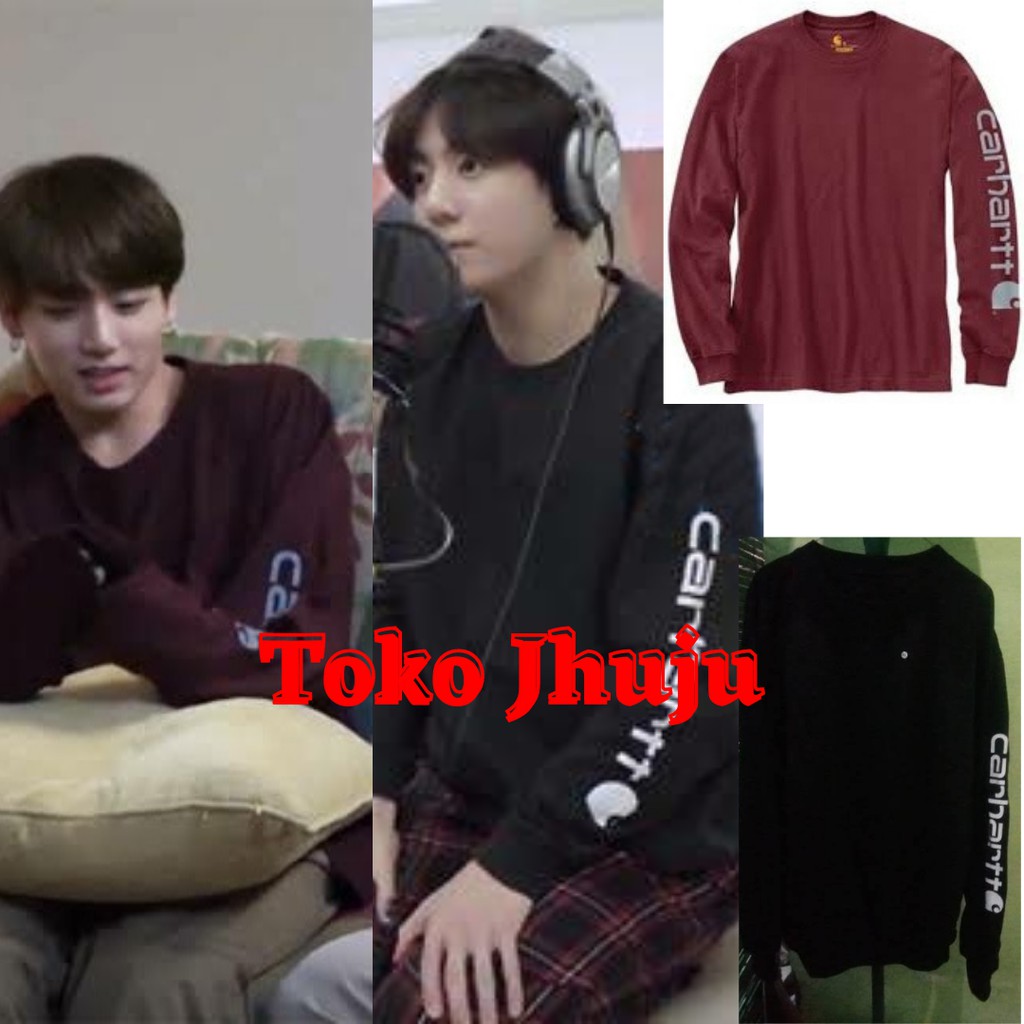 Basic Sweater BTS Jungkook Style Carrhatt sablon silver dilengan