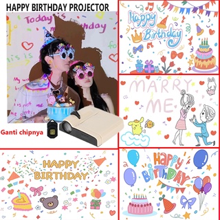 【Gratis Ongkir】READY STOCK | Happy birthday projector free sticker, proyektor mini ulang tahun