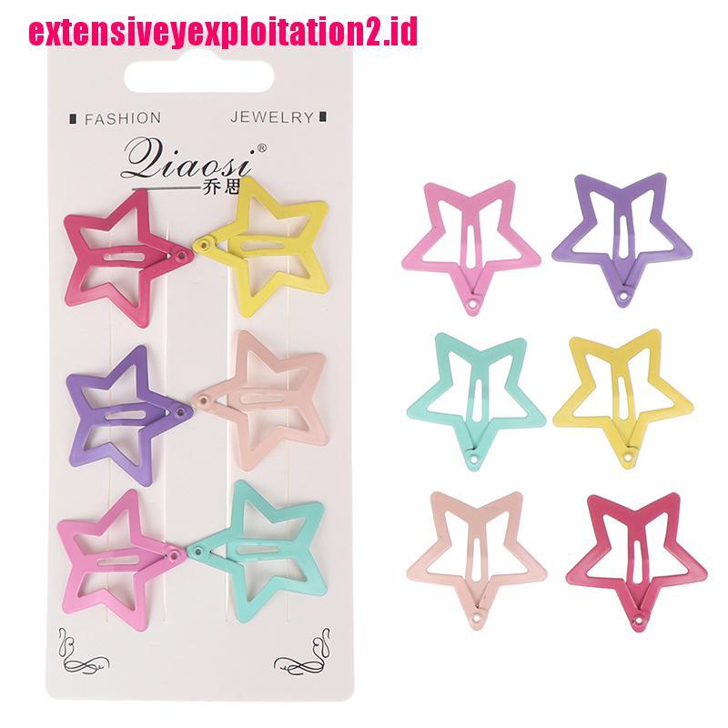 &lt; E2id &amp; &gt; 6Pcs Jepit Rambut Bentuk Bintang Bahan Metal Untuk Anak Perempuan