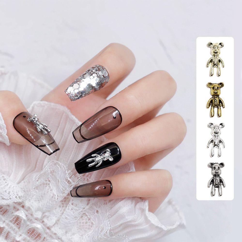 Needway Beruang Nail Art Perhiasan Lucu Logam Pesona Fashion Jepang Retro DIY Hiasan Kuku