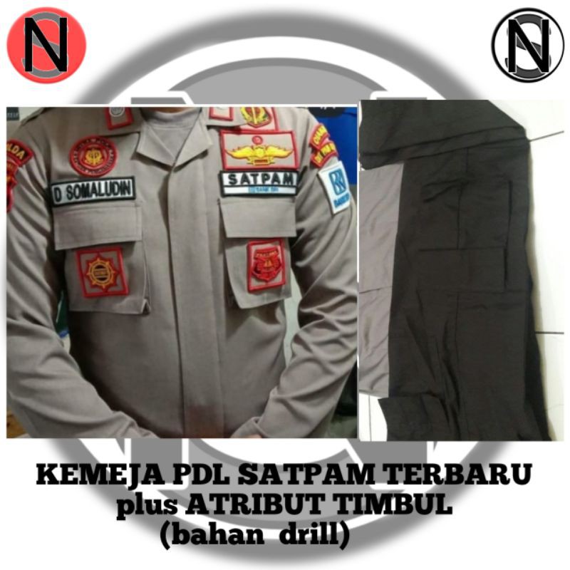 kemeja pdl satpam/security terbaru+atribut timbul