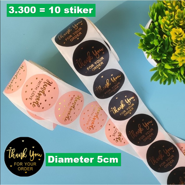 

10 Pcs Stiker Thank You handmade besar ukuran 5cm rustic Design